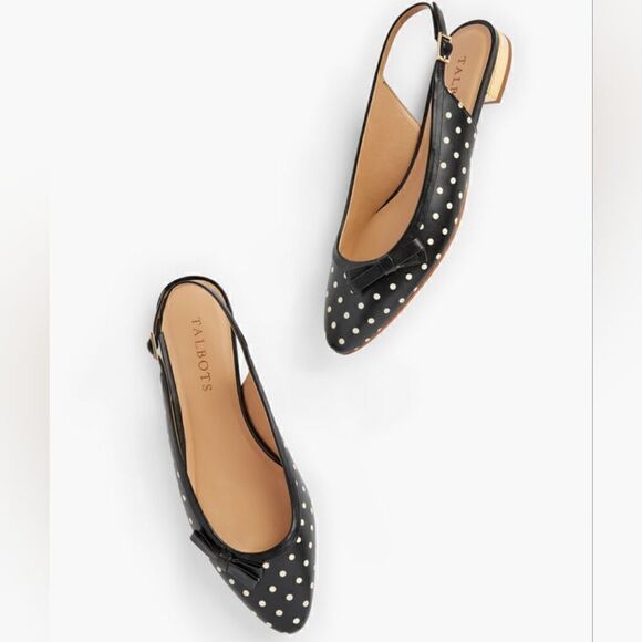 Talbot's Edison Slingback Bow Flats - Dot Print - Picture 1 of 13